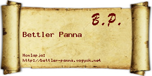 Bettler Panna névjegykártya